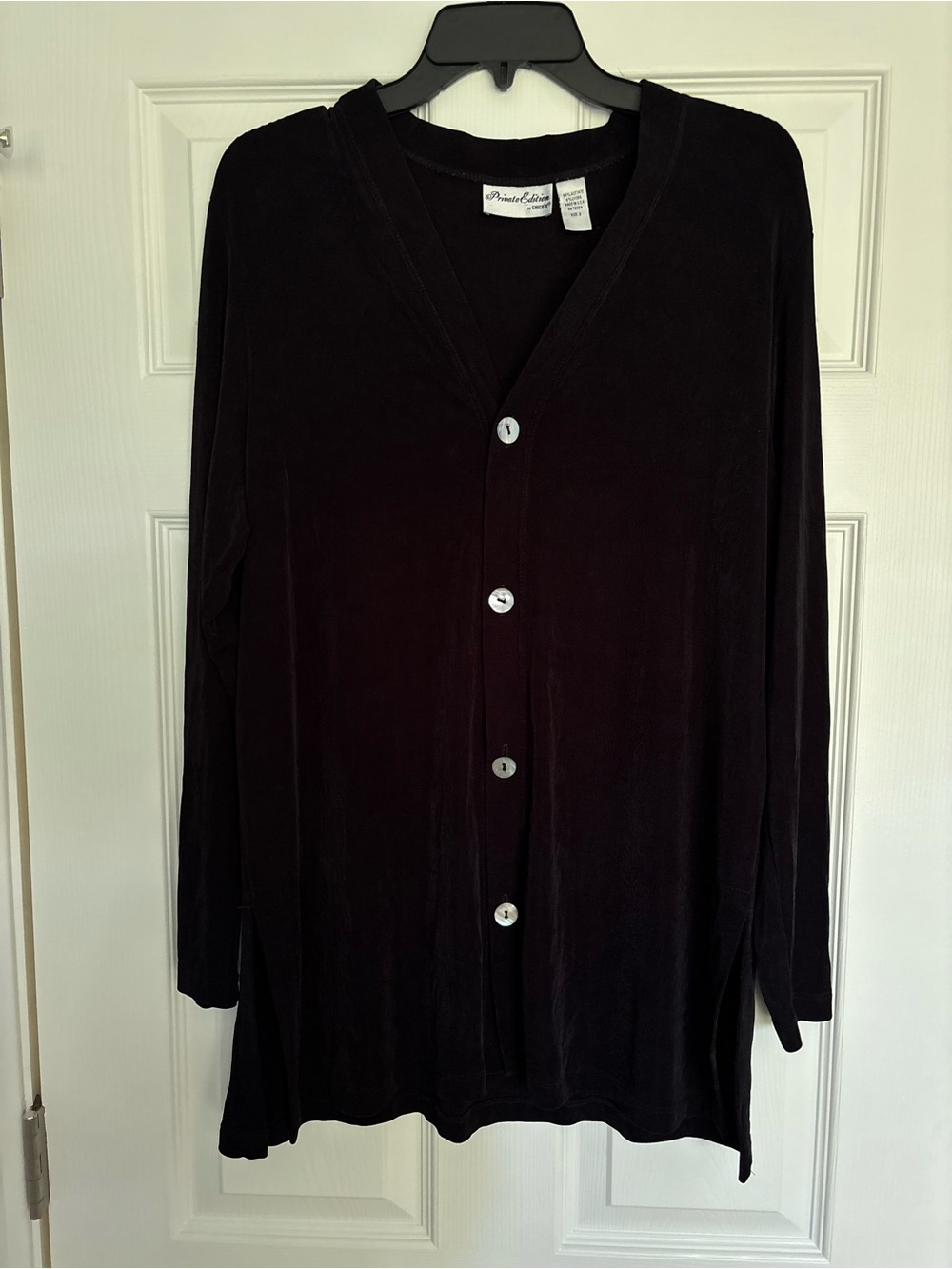 Chicos Black V-Neck Button Front Cardigan